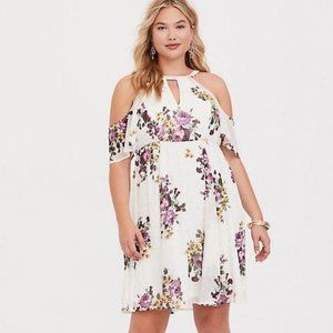 TORRID White/Floral Cold Shoulder Dress